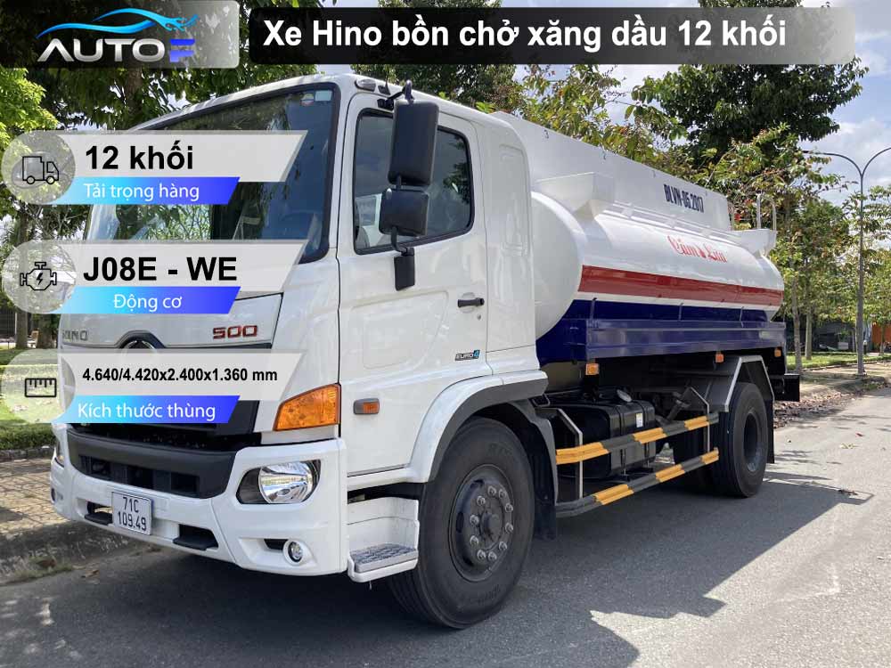 Xe Hino bồn chở xăng dầu 12 khối